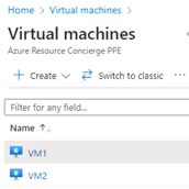 Screenshot showing the two virtual machines.