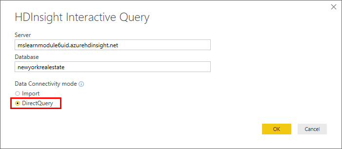 Connecting to HDInsight in Power BI