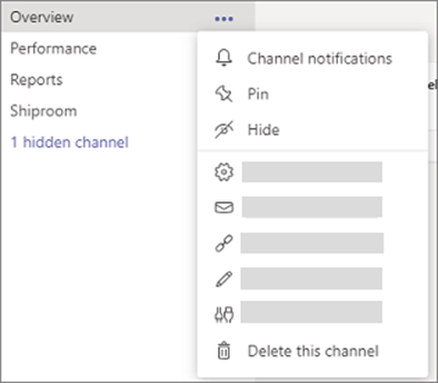 show or hide channels box
