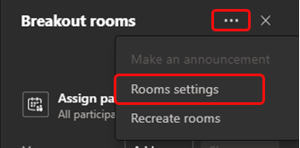 room settings options with breakout rooms pane