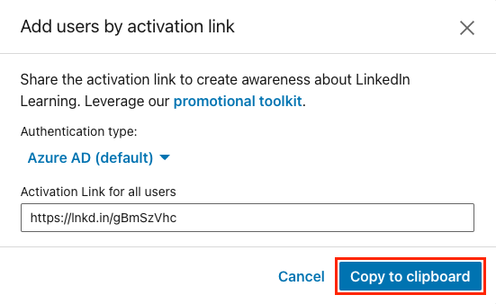 Copy activation link