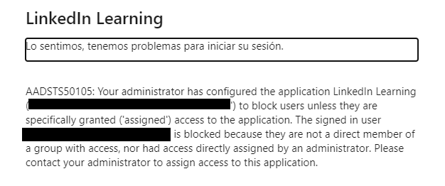 Error - user not assigned to application