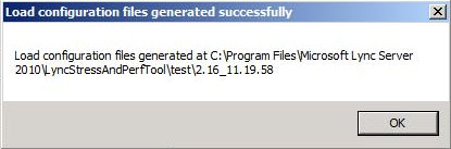 Acknowledgement that files have been created.