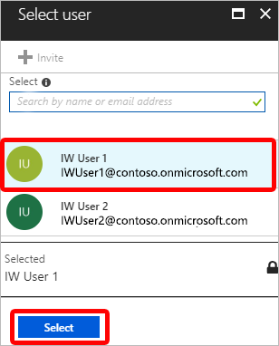 Screenshot of select user