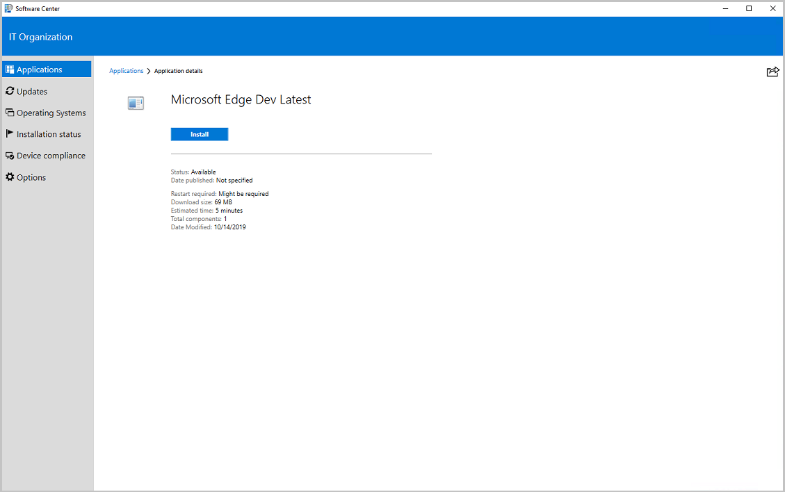 Install Microsoft Edge in Software Center