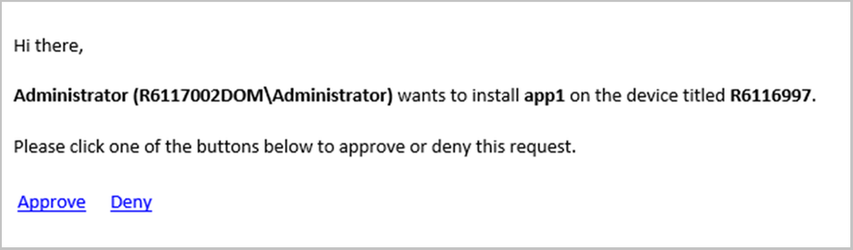 Sample email to an approving admin