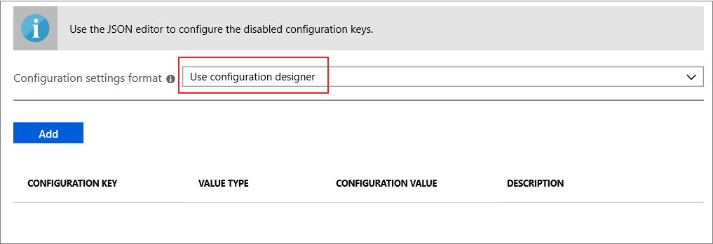 Add Use configuration designer
