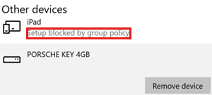 Device blocked by group policy.