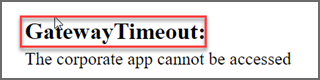 Screenshot of the Gatewaytimeout error.