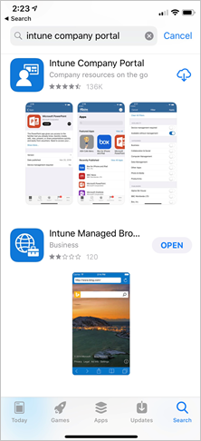 Screenshot of how the Intune Company Portal app appears in the App Store.