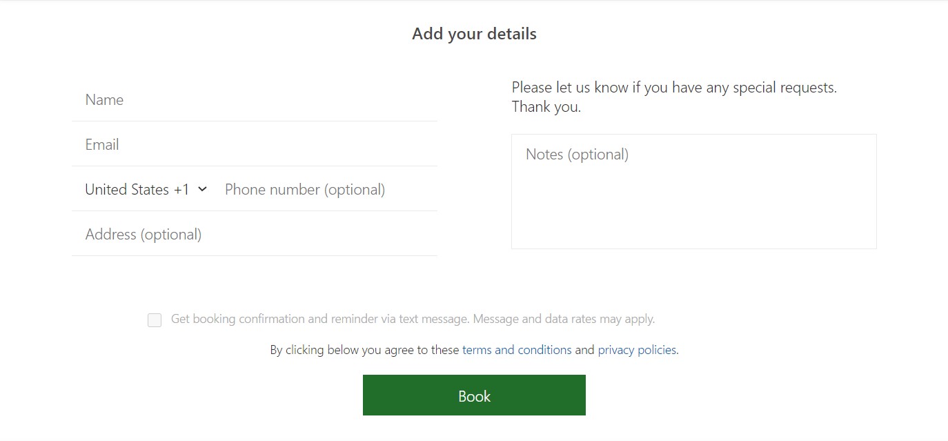 The opt-in box in Bookings.