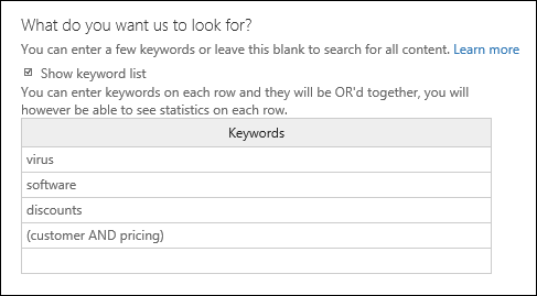 The correct way to format a keyword list (by selecting checkbox and then pasting list)