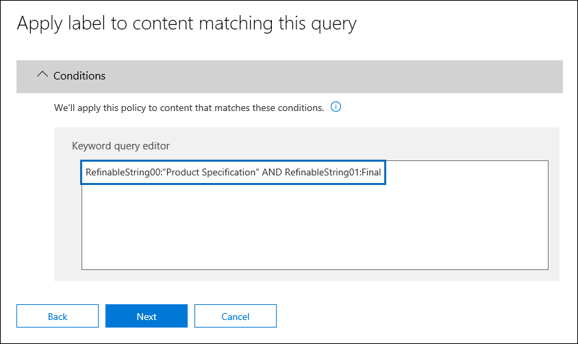 Specify the query in the Keyword query editor box.