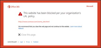 Original "This website has been blocked per your organization's URL policy" warning