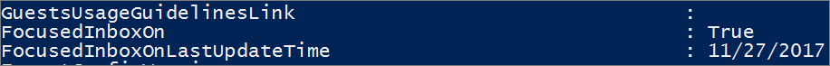 Response from PowerShell on state of Focused Inbox.