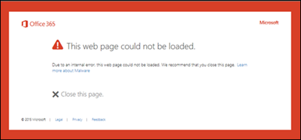 Original "This web page could not be loaded" warning