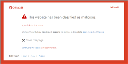 The original warning that states that the website is classified as malicious