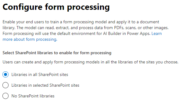 Configure form processing site options.
