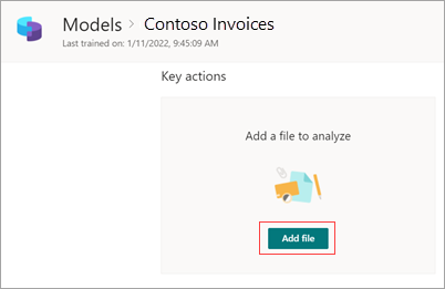 Screenshot of the new models page showing the Add a file to analyze section.