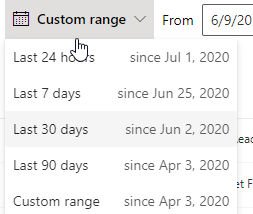 Event timeline date range options.