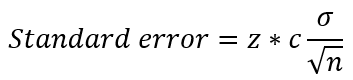 Formula used to calculate the standard error of sampling.