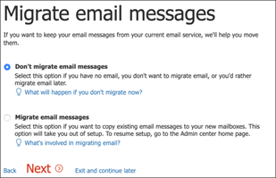 The Office 365 E5 where you can set whether to migrate email messages or not