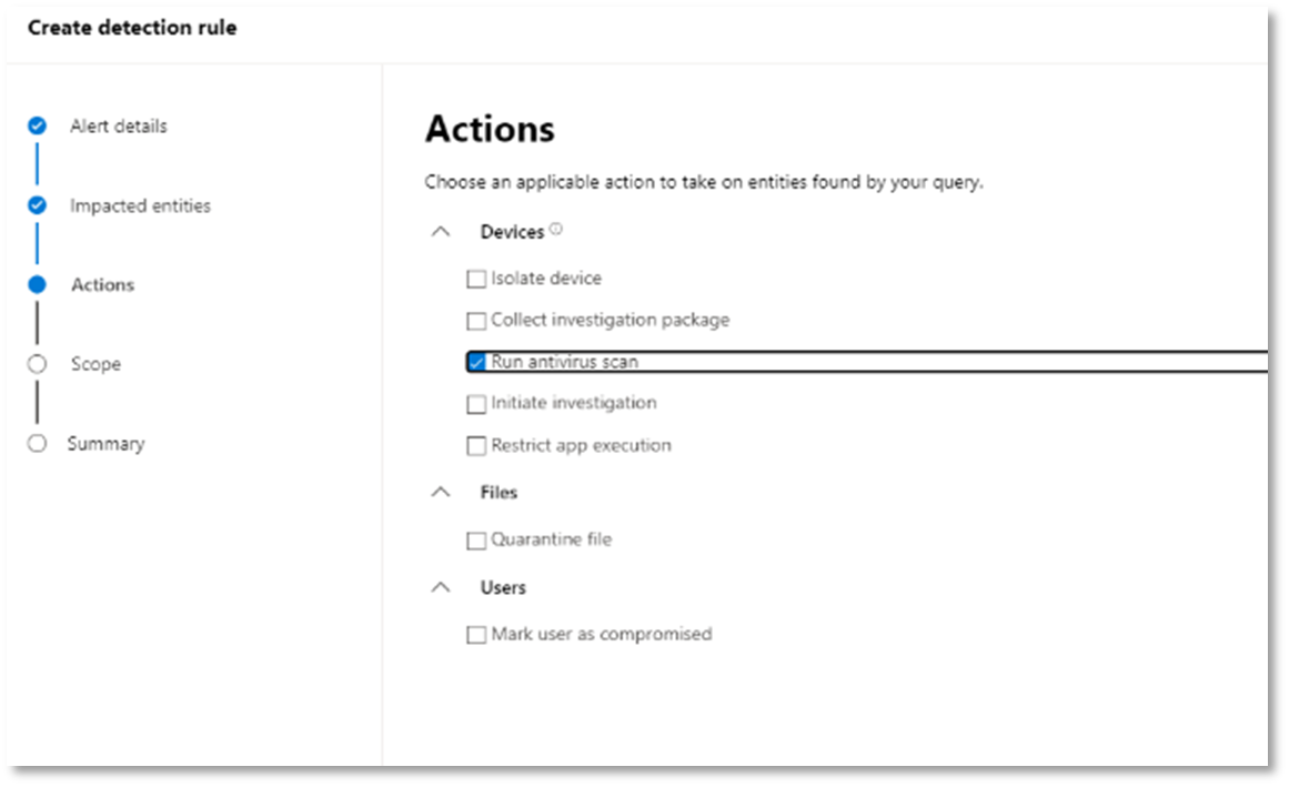 The Actions page in the Microsoft 365 Defender portal