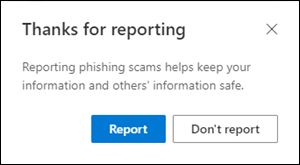 Report as phishing dialog
