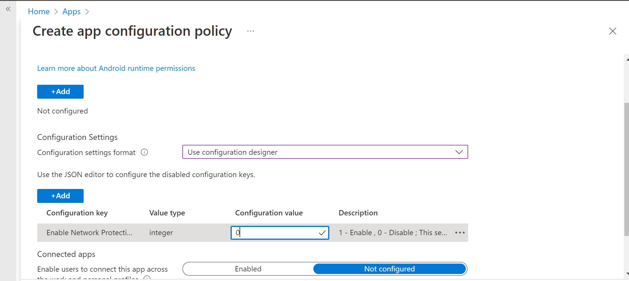 Image of add configuration policy.