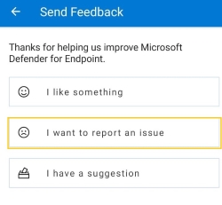 The I want to report an issue option