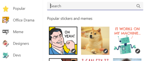 Screenshot of stickers shared in a chat.