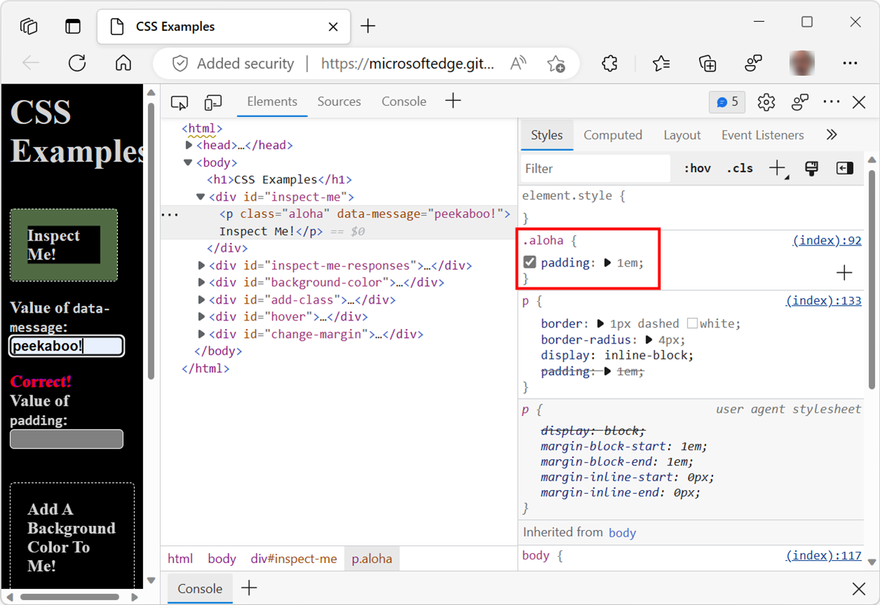 Get started viewing and changing CSS   Microsoft Edge Development ...