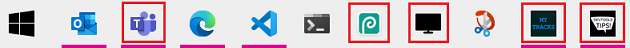 PWAs and native apps side-by-side in the Taskbar.