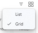Users can choose between list or grid view for their apps.