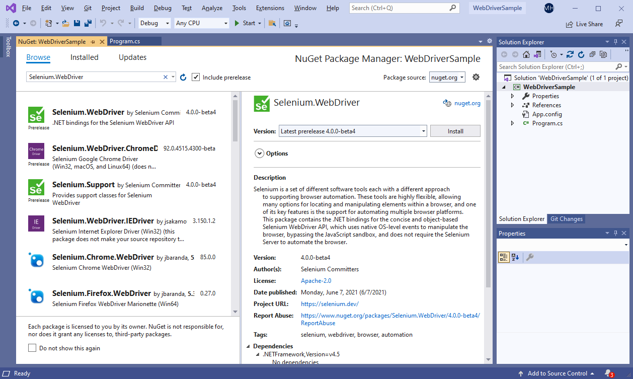 Manage NuGet package.