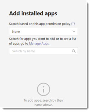 the Add installed apps pane