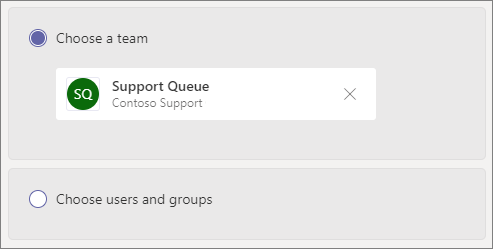Screenshot of users and groups settings for call queues