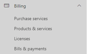 Screenshot of billing window and menu options.
