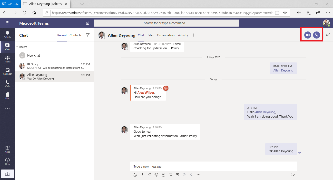 Screenshot showing a user chat.