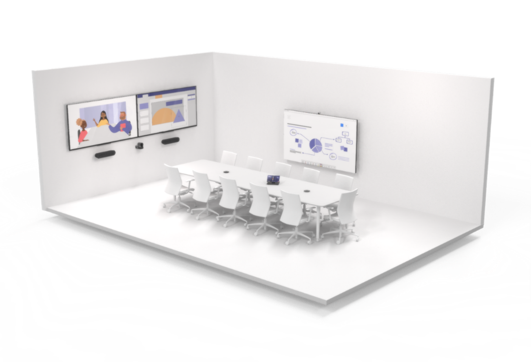 Render of a medium conference or collaboration room optimized for Teams meetings.