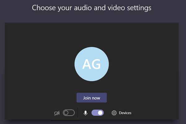 Screenshot showing meeting join with audio/video settings on desktop.