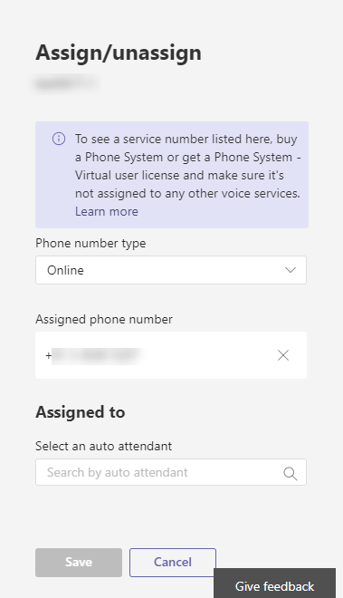 Screenshot of the Assign/unassign options