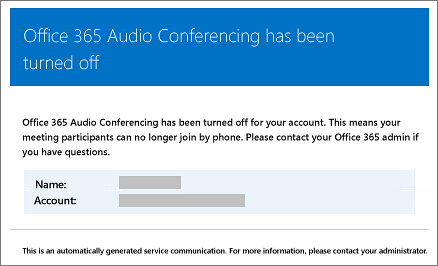 Dial-in conferencing is turned off.