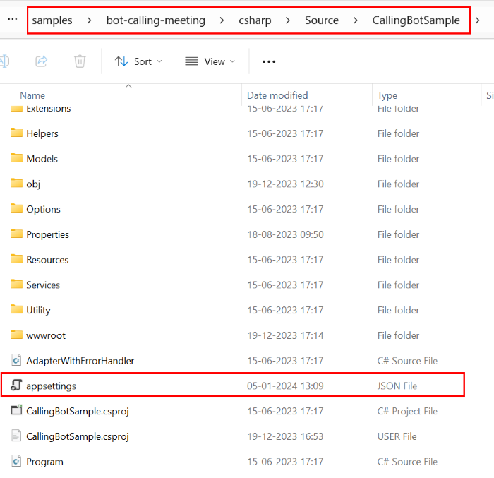 Screenshot shows the location of app settings json file in file explorer.