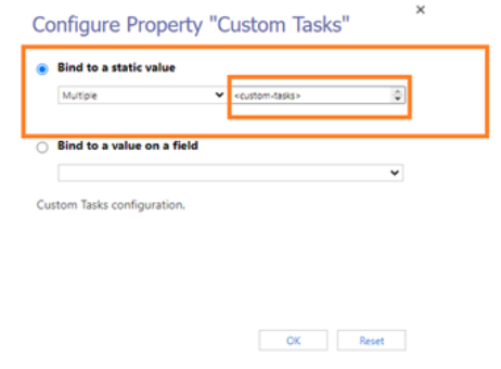 Screenshot shows how to configure Custom property settings.
