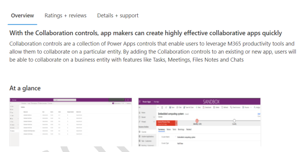 Screenshot of overview Collaboration control.