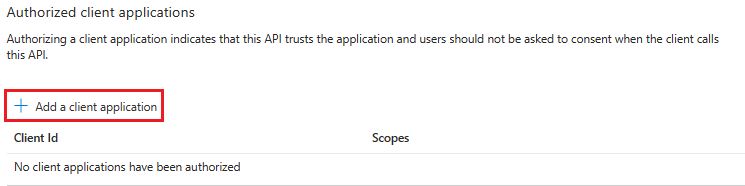 Screenshot shows the option to Select client application.