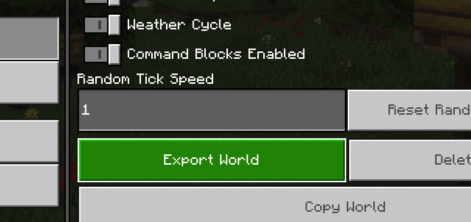 Export world button