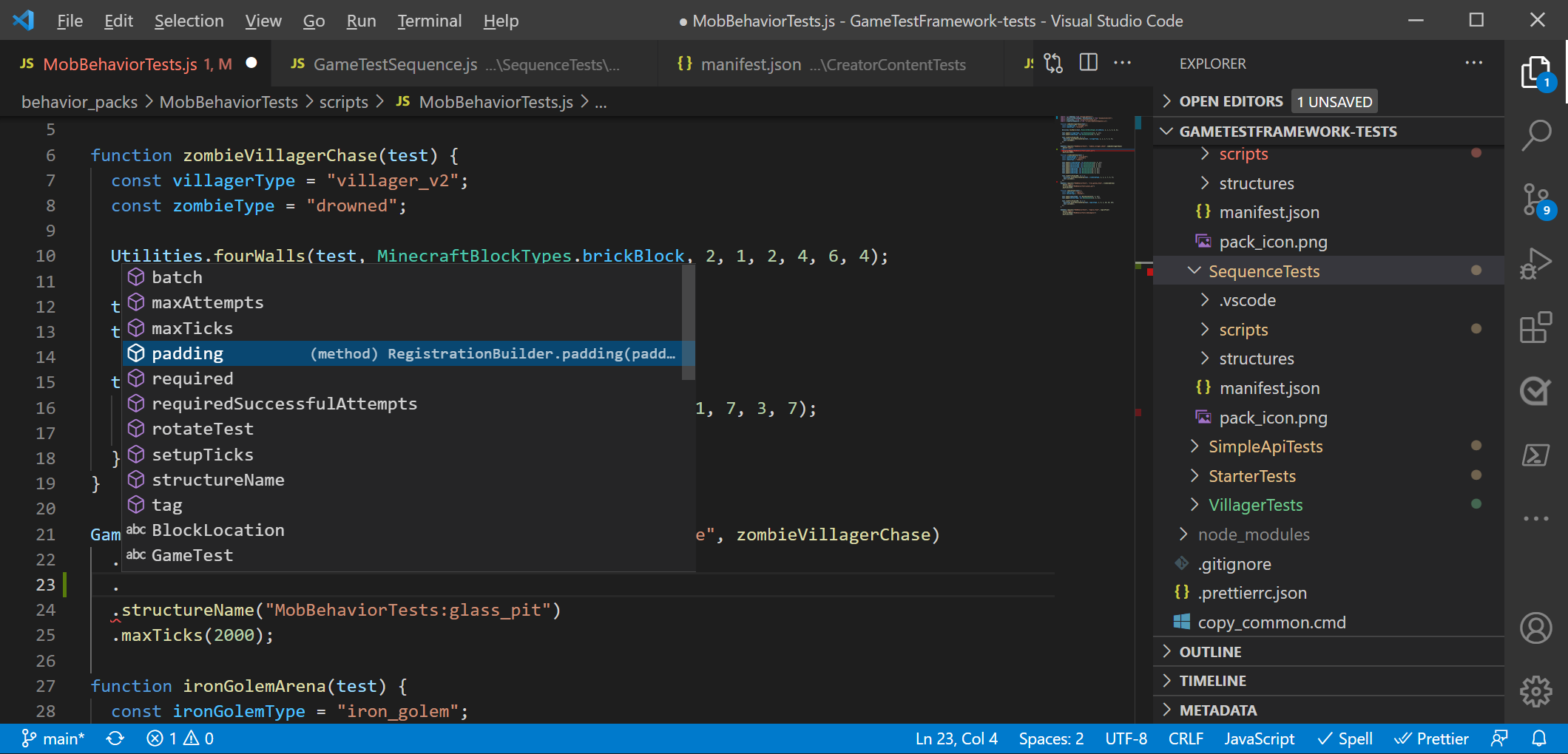 Method autocomplete in Visual Studio Code