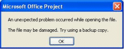 Project error message